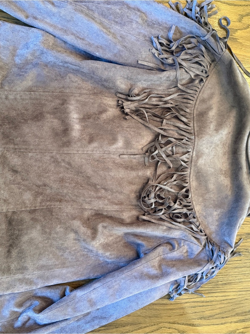 Lavender Suede Fringe Zip Jacket - - Picture 3 of 4